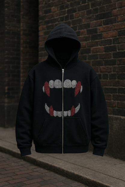 Rhinestone Zip Up Hoodie
