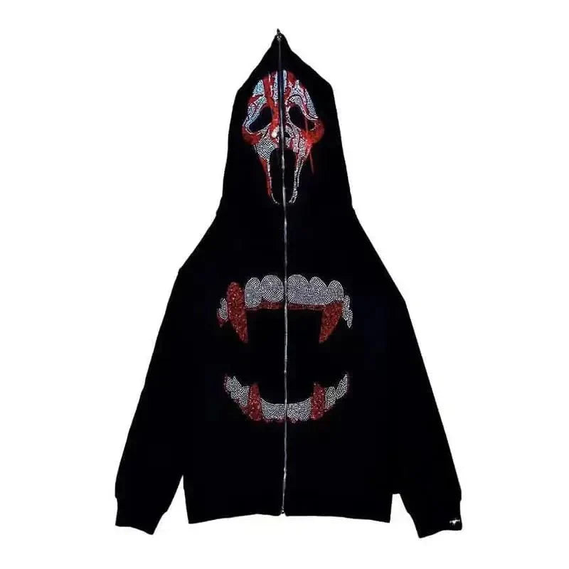 Rhinestone Zip Up Hoodie